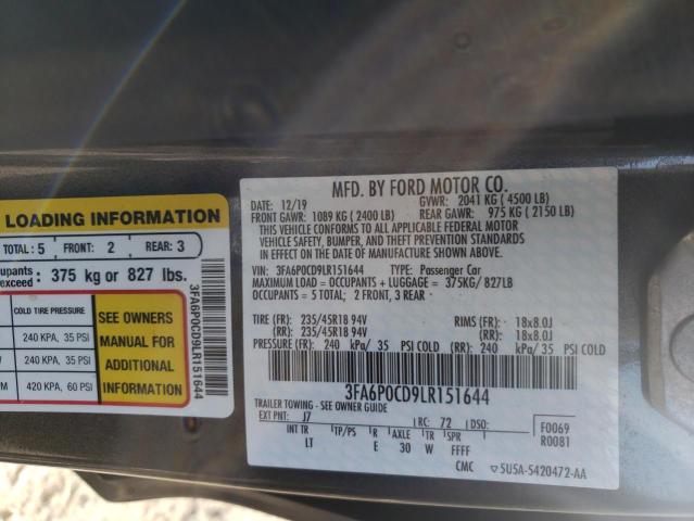 Photo 9 VIN: 3FA6P0CD9LR151644 - FORD FUSION SEL 