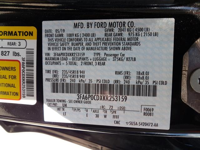 Photo 9 VIN: 3FA6P0CDXKR253159 - FORD FUSION SEL 