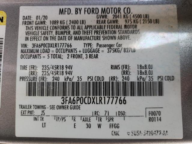 Photo 12 VIN: 3FA6P0CDXLR177766 - FORD FUSION SEL 