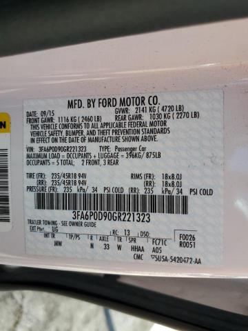 Photo 12 VIN: 3FA6P0D90GR221323 - FORD FUSION 