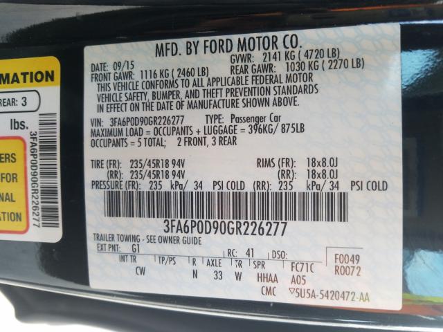 Photo 9 VIN: 3FA6P0D90GR226277 - FORD FUSION TIT 