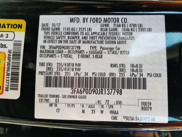 Photo 9 VIN: 3FA6P0D90JR137798 - FORD FUSION TIT 