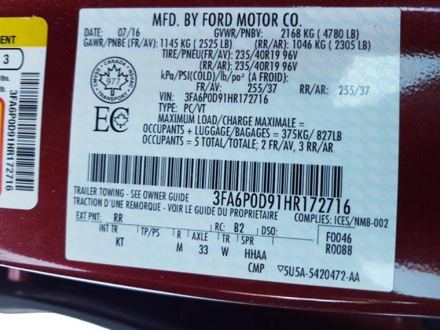 Photo 11 VIN: 3FA6P0D91HR172716 - FORD FUSION TIT 