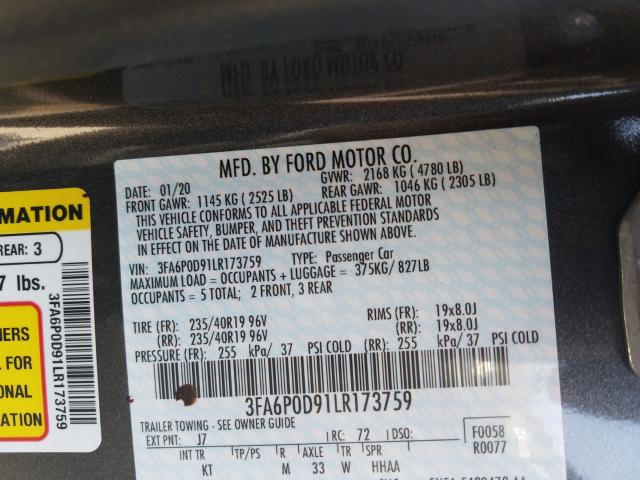 Photo 9 VIN: 3FA6P0D91LR173759 - FORD FUSION TIT 