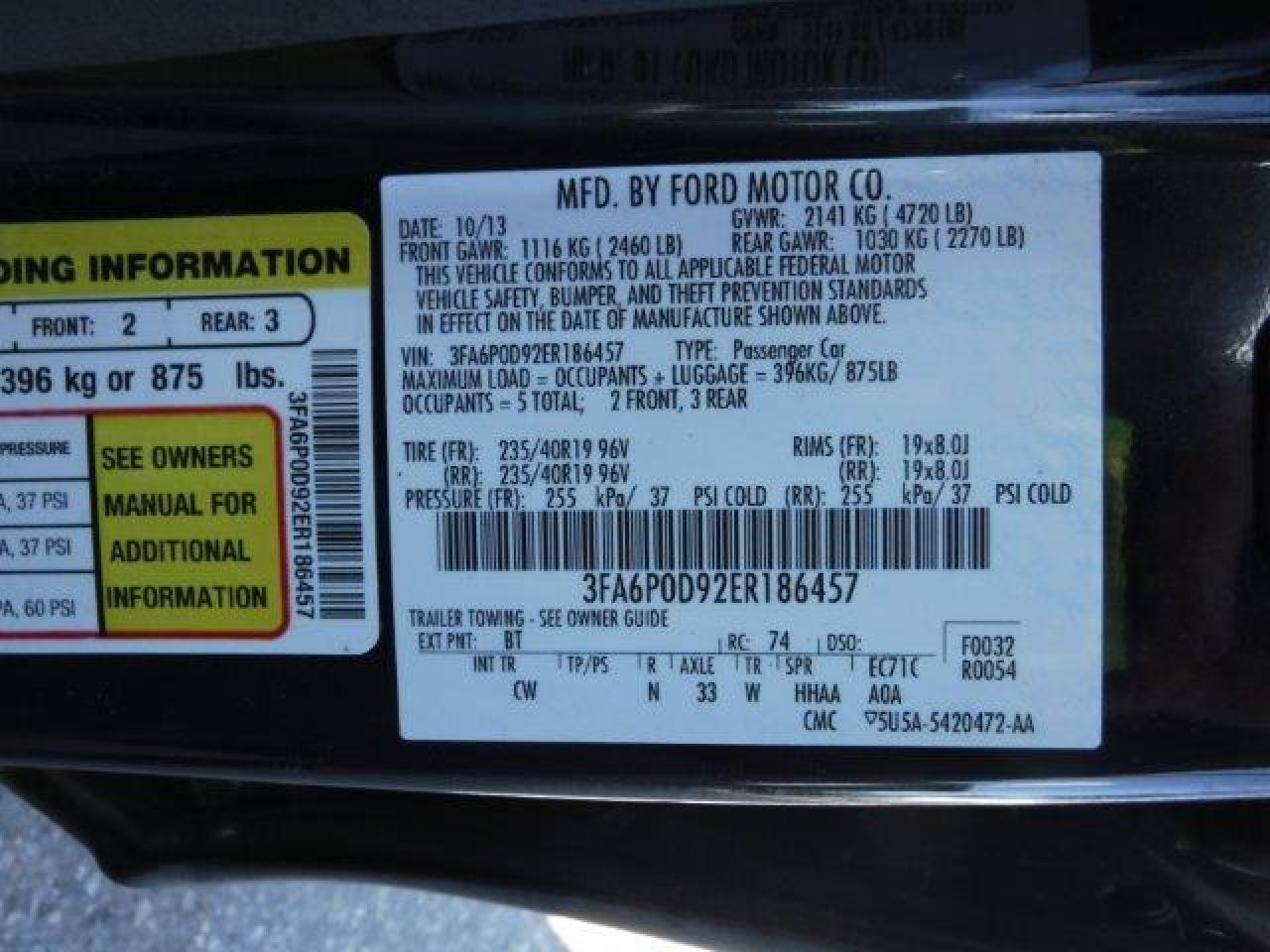 Photo 11 VIN: 3FA6P0D92ER186457 - FORD FUSION 