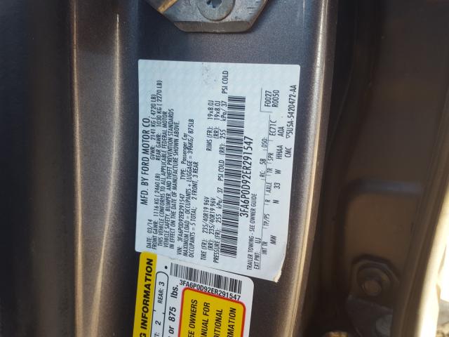 Photo 9 VIN: 3FA6P0D92ER291547 - FORD FUSION TIT 