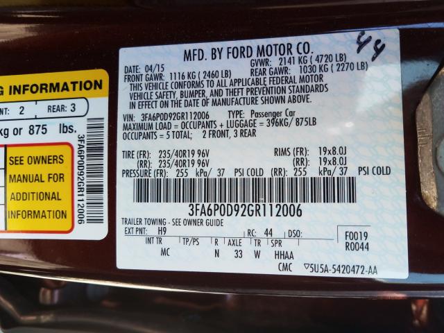 Photo 9 VIN: 3FA6P0D92GR112006 - FORD FUSION TIT 