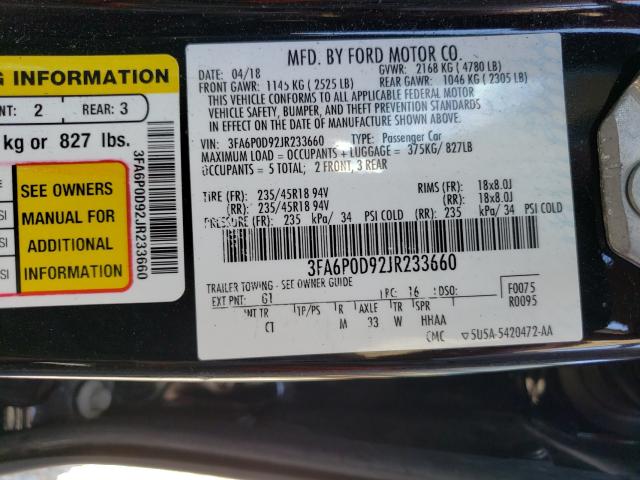 Photo 9 VIN: 3FA6P0D92JR233660 - FORD FUSION TIT 