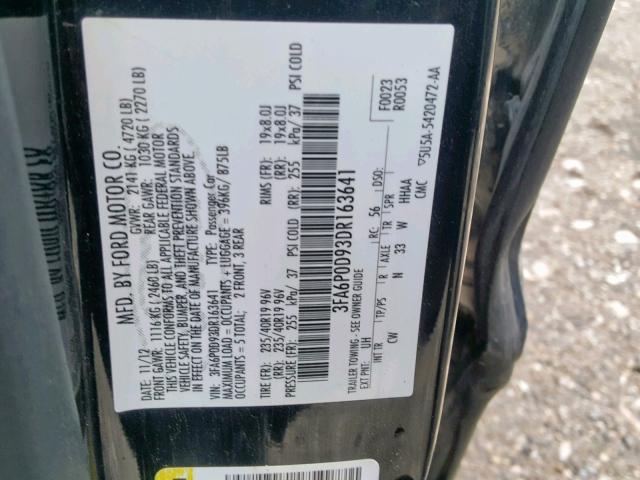 Photo 9 VIN: 3FA6P0D93DR163641 - FORD FUSION 