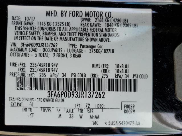 Photo 11 VIN: 3FA6P0D93JR137262 - FORD FUSION TIT 