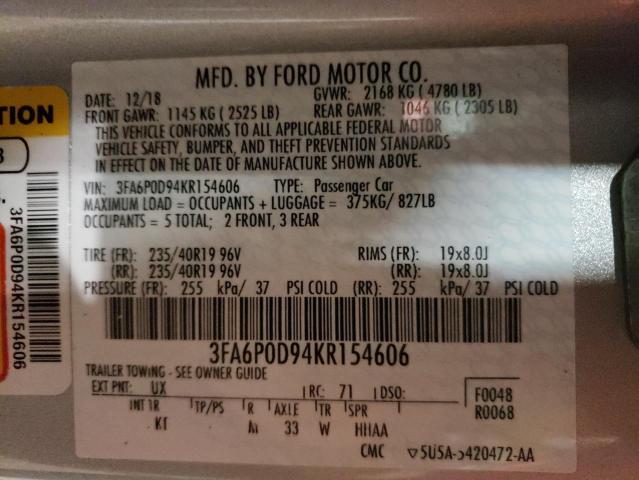 Photo 11 VIN: 3FA6P0D94KR154606 - FORD FUSION TIT 