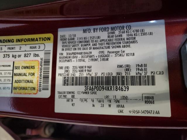 Photo 11 VIN: 3FA6P0D94KR184639 - FORD FUSION TIT 