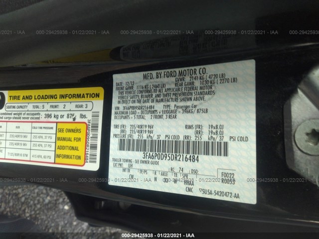 Photo 8 VIN: 3FA6P0D95DR216484 - FORD FUSION 