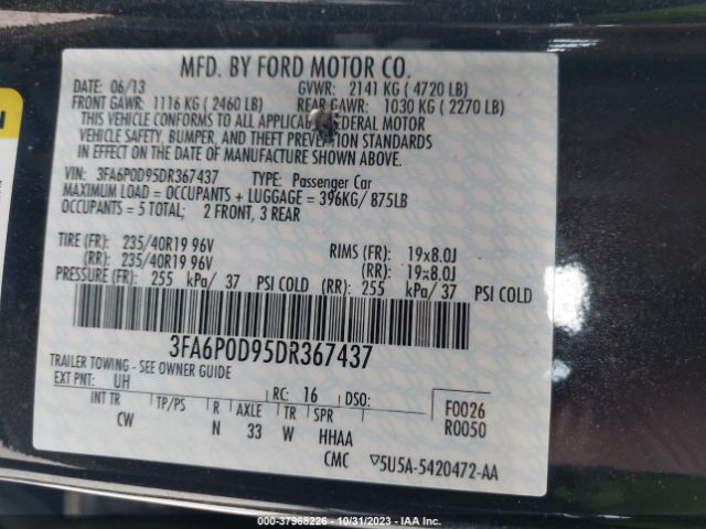 Photo 8 VIN: 3FA6P0D95DR367437 - FORD FUSION 