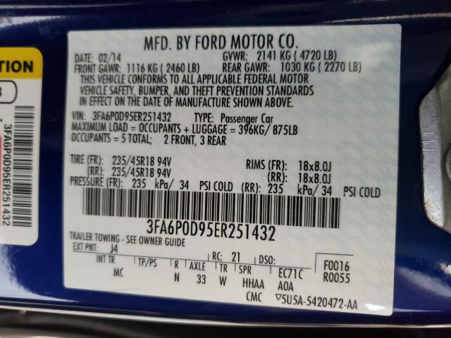 Photo 9 VIN: 3FA6P0D95ER251432 - FORD FUSION TIT 