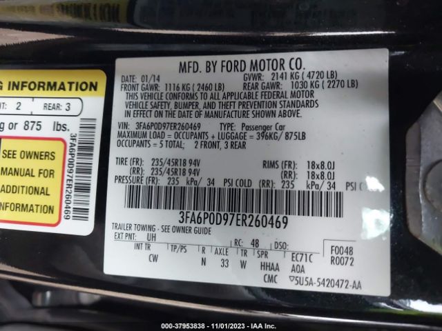 Photo 8 VIN: 3FA6P0D97ER260469 - FORD FUSION 