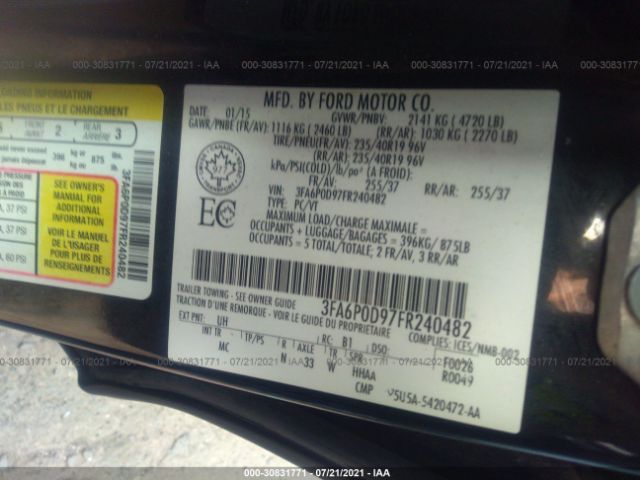 Photo 8 VIN: 3FA6P0D97FR240482 - FORD FUSION 