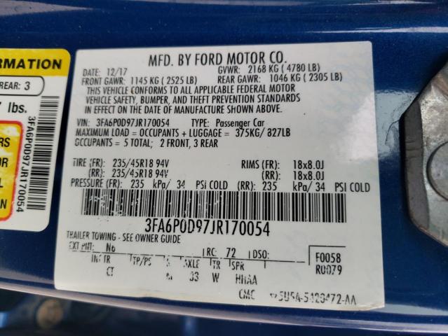 Photo 11 VIN: 3FA6P0D97JR170054 - FORD FUSION 