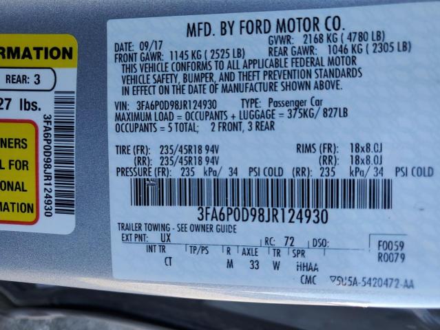 Photo 12 VIN: 3FA6P0D98JR124930 - FORD FUSION TIT 