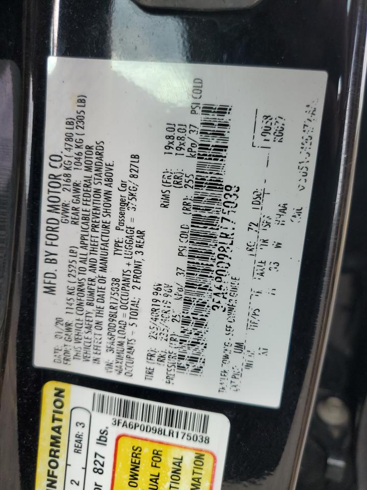 Photo 11 VIN: 3FA6P0D98LR175038 - FORD FUSION 