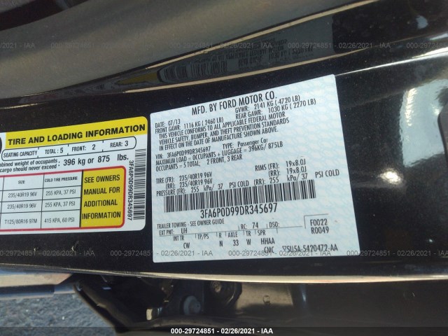 Photo 8 VIN: 3FA6P0D99DR345697 - FORD FUSION 