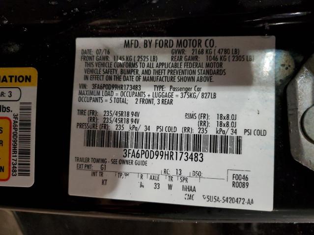 Photo 11 VIN: 3FA6P0D99HR173483 - FORD FUSION 