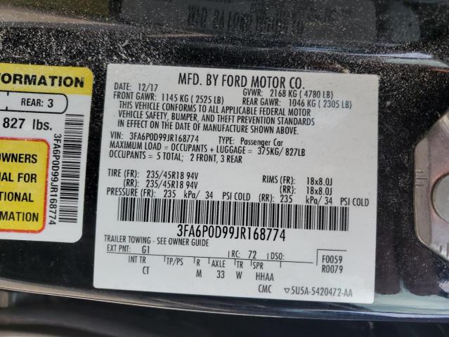 Photo 11 VIN: 3FA6P0D99JR168774 - FORD FUSION 