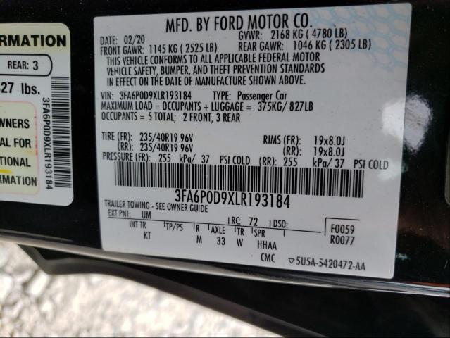 Photo 9 VIN: 3FA6P0D9XLR193184 - FORD FUSION TIT 