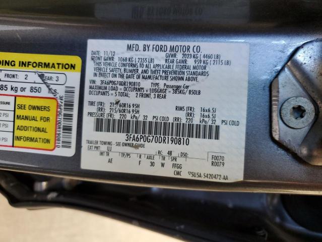 Photo 11 VIN: 3FA6P0G70DR190810 - FORD FUSION S 