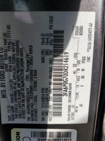 Photo 11 VIN: 3FA6P0G70DR214619 - FORD FUSION S 