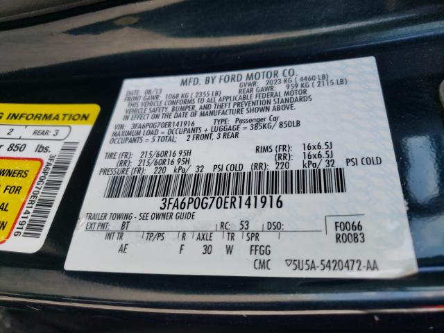 Photo 9 VIN: 3FA6P0G70ER141916 - FORD FUSION S 