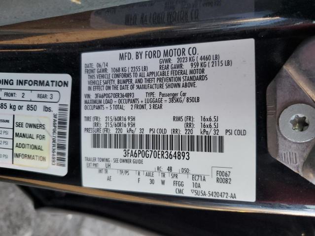 Photo 11 VIN: 3FA6P0G70ER364893 - FORD FUSION 