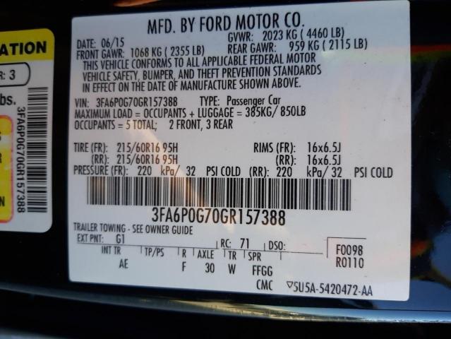 Photo 9 VIN: 3FA6P0G70GR157388 - FORD FUSION S 