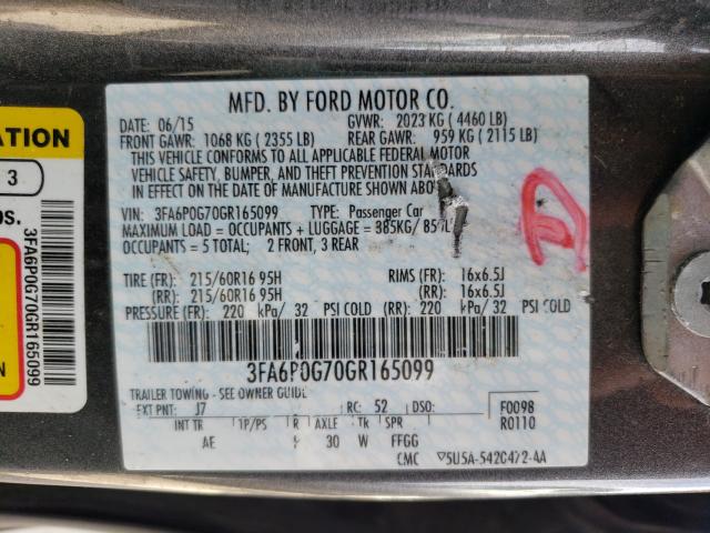 Photo 9 VIN: 3FA6P0G70GR165099 - FORD FUSION 