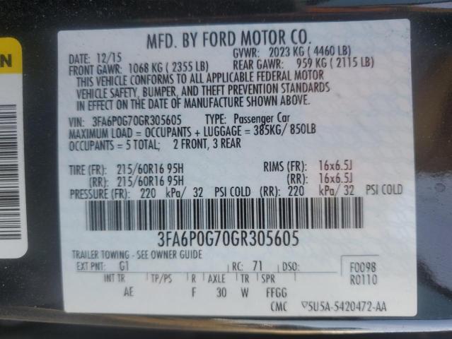 Photo 11 VIN: 3FA6P0G70GR305605 - FORD FUSION 