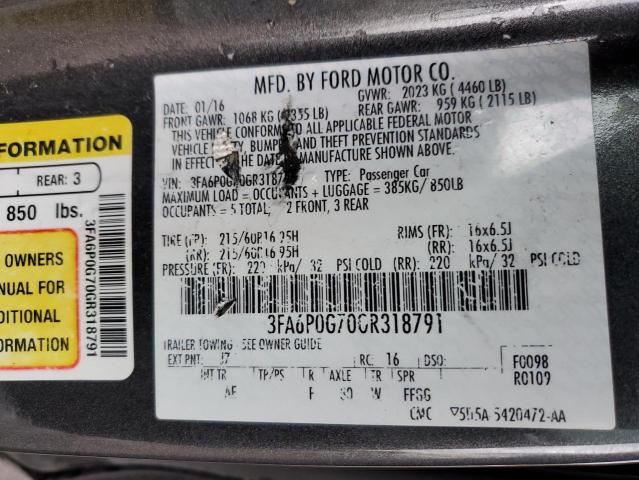 Photo 11 VIN: 3FA6P0G70GR318791 - FORD FUSION 