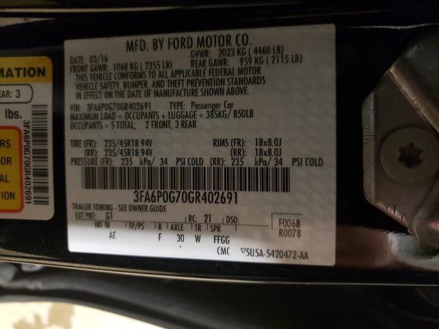 Photo 9 VIN: 3FA6P0G70GR402691 - FORD FUSION S 