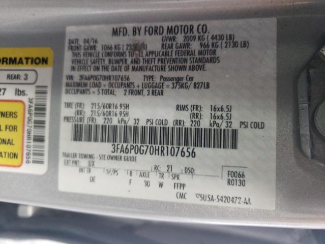 Photo 11 VIN: 3FA6P0G70HR107656 - FORD FUSION 