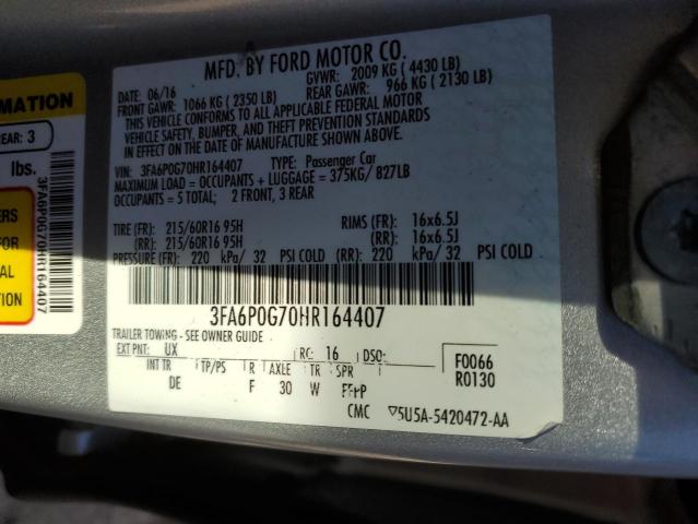 Photo 9 VIN: 3FA6P0G70HR164407 - FORD FUSION S 