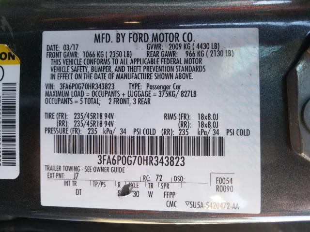 Photo 9 VIN: 3FA6P0G70HR343823 - FORD FUSION 