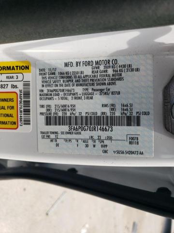 Photo 12 VIN: 3FA6P0G70JR146673 - FORD FUSION S 