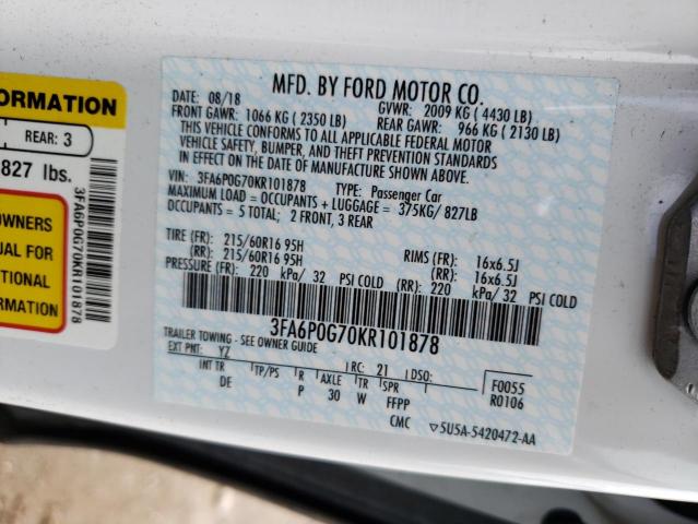 Photo 9 VIN: 3FA6P0G70KR101878 - FORD FUSION S 