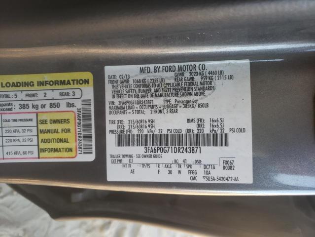 Photo 9 VIN: 3FA6P0G71DR243871 - FORD FUSION S 