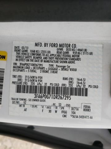 Photo 9 VIN: 3FA6P0G71DR267295 - FORD FUSION S 