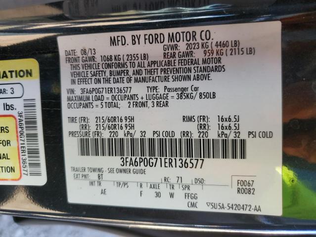 Photo 9 VIN: 3FA6P0G71ER136577 - FORD FUSION S 