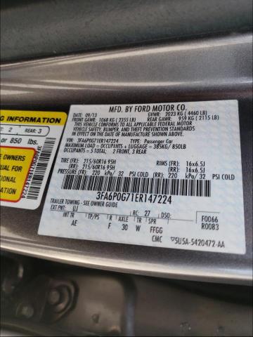 Photo 9 VIN: 3FA6P0G71ER147224 - FORD FUSION S 