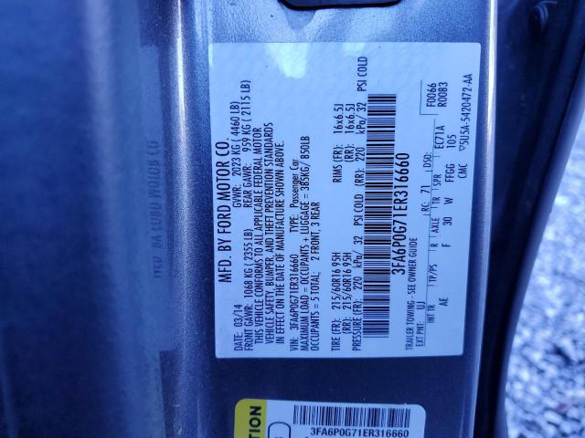 Photo 11 VIN: 3FA6P0G71ER316660 - FORD FUSION 