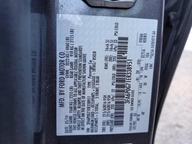 Photo 11 VIN: 3FA6P0G71ER338951 - FORD FUSION S 