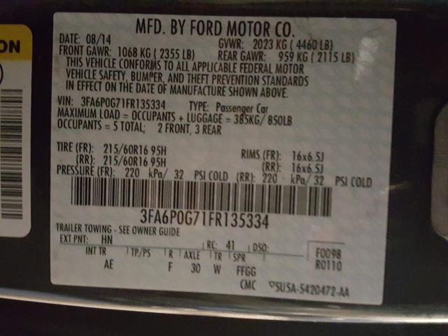 Photo 9 VIN: 3FA6P0G71FR135334 - FORD FUSION S 