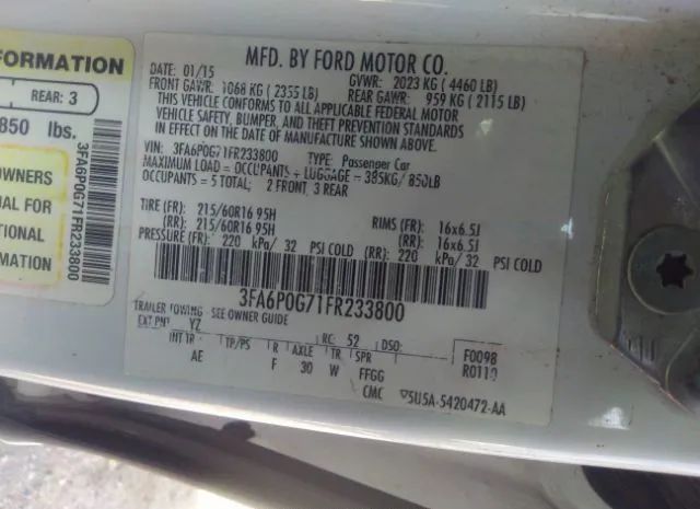 Photo 8 VIN: 3FA6P0G71FR233800 - FORD FUSION 